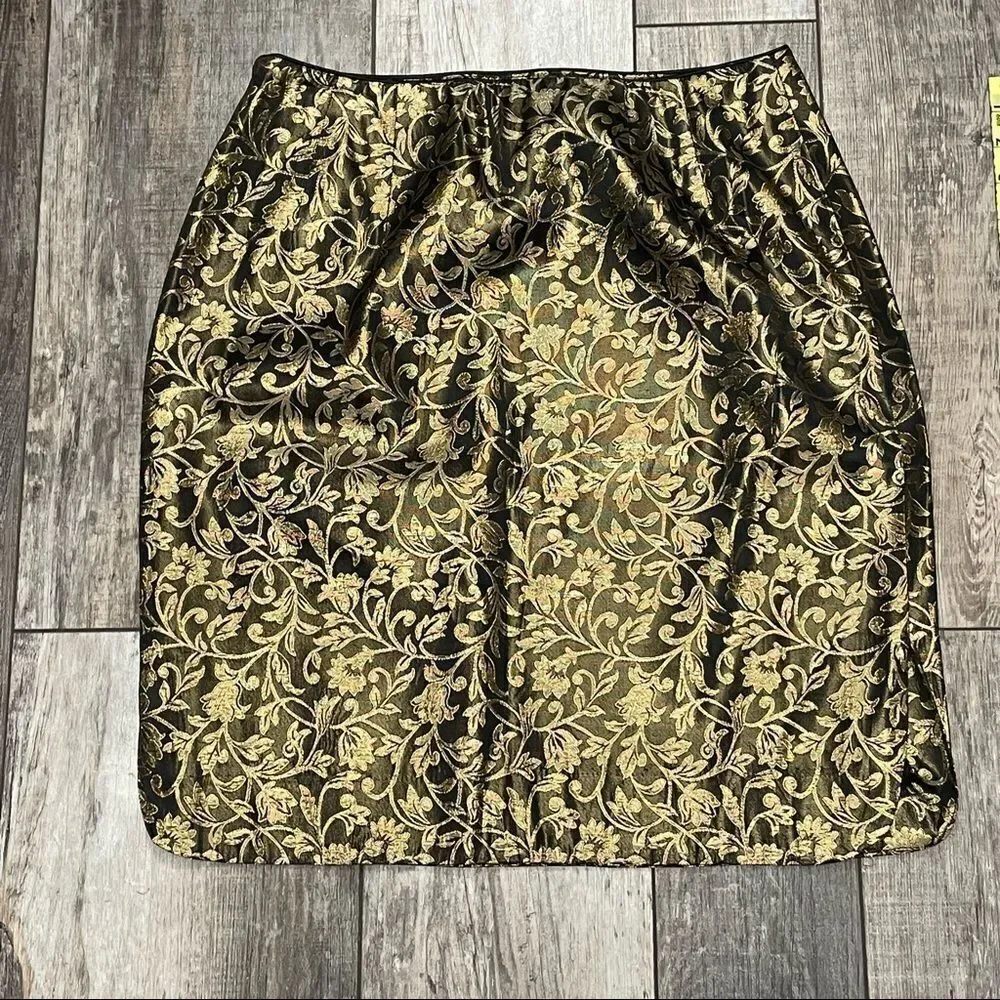 Vintage Gantos Brocade Black and Gold Skirt Size 10